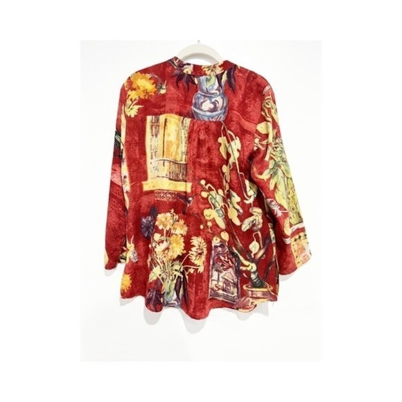 Citron Hummingbird Silk Blouse - Picture 2 of 7